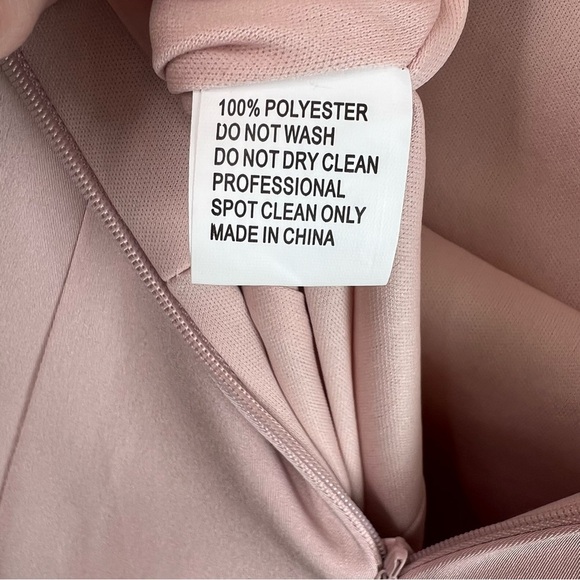 Ieena for Mac Duggal Blush Pink Feather Trim Column Gown Size 4 Style Code 11441 - Picture 8 of 8